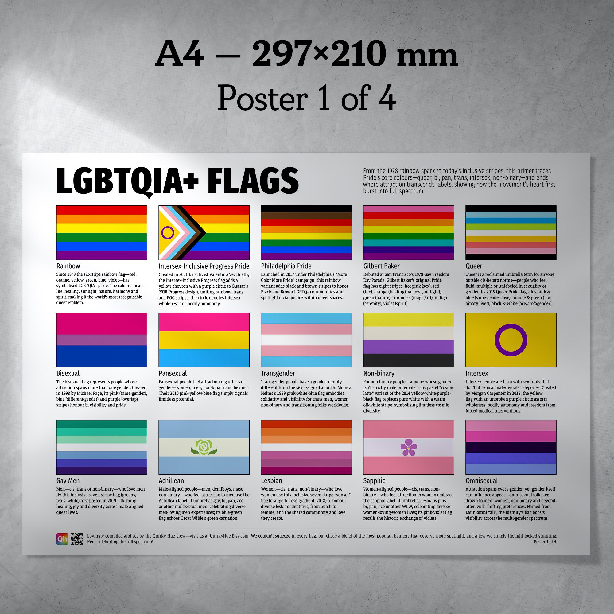 LGBTQIA+ Pride Flag Poster Set: 60-flag Wall Art (digital Download
