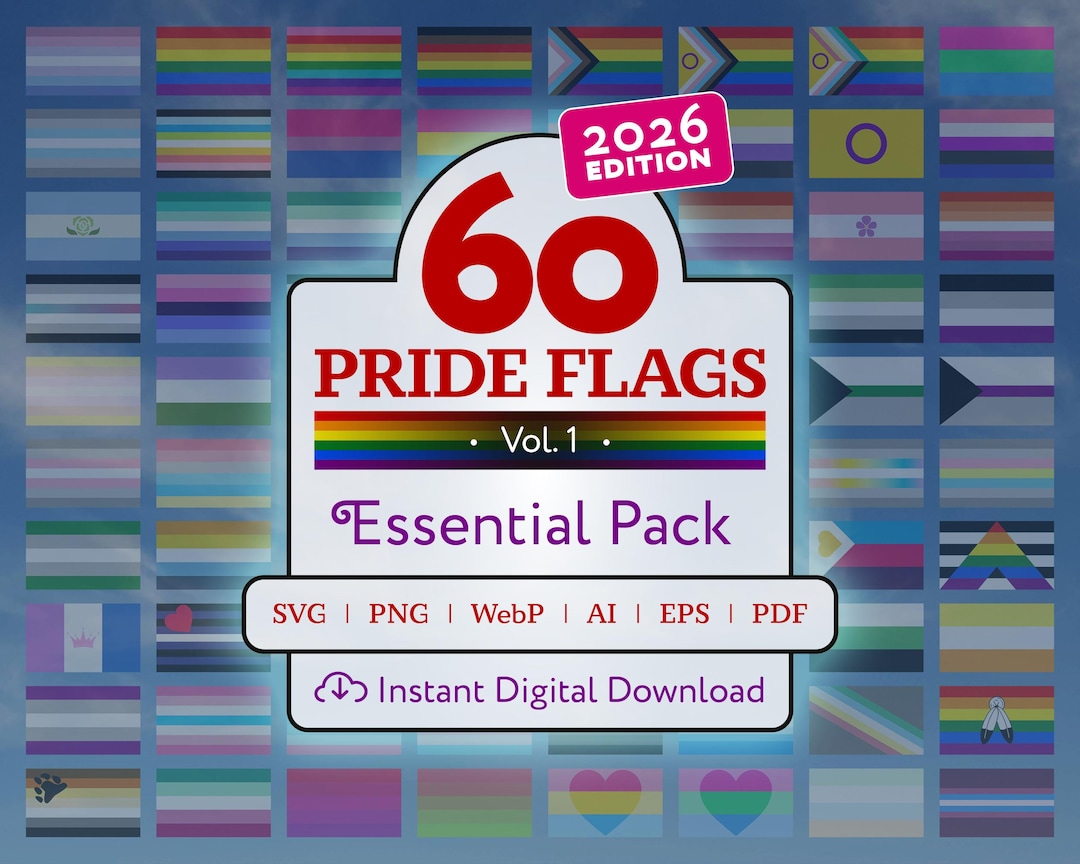 60 Pride Flags SVG Bundle, LGBTQIA Clipart, 2026 Updated (digital ...