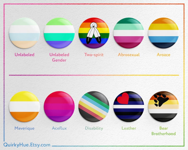 Flag Pin Label LGBTQIA+ Pride Pin Button | 50 Pride Flags Available | 3 Sizes | Queer ...