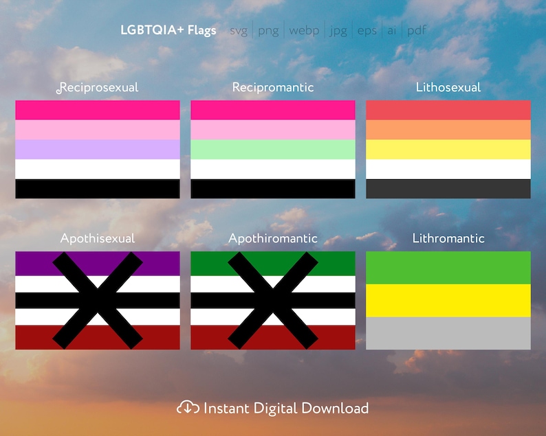 60 Rare Pride Flags SVG Bundle, LGBTQIA+ Clipart (digital Download ...