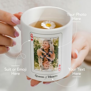 Benutzerdefinierte Spielkarte Tasse | "Personalisiertes Geschenk ""Irgendwas"" | Foto & Text hinzufügen | Einzigartige Poker Style Tasse | Lustige Geschenk Idee