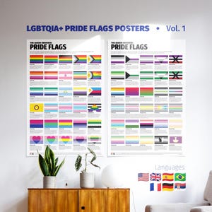 Zestaw plakatów z flagami LGBTQIA+: 60 plakatów ściennych z flagami równości, tom 1