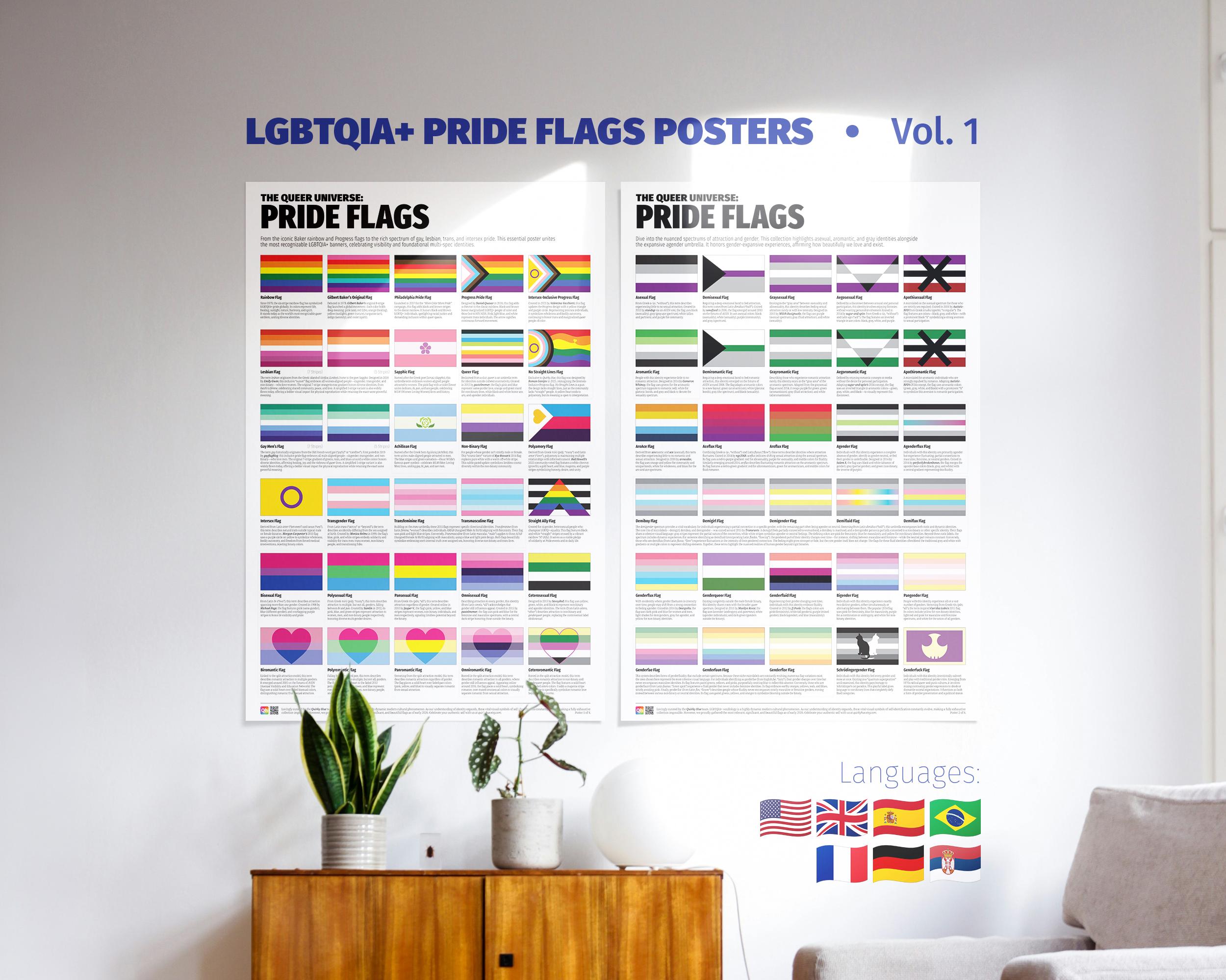 LGBTQIA+ Flags Poster Set: 60 Inclusive Pride Flags Wall Art, Vol. 1 - Etsy