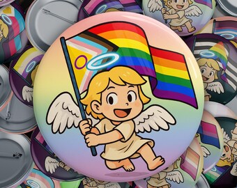 Angel Pride Pin | Custom LGBTQIA+ Flag Button