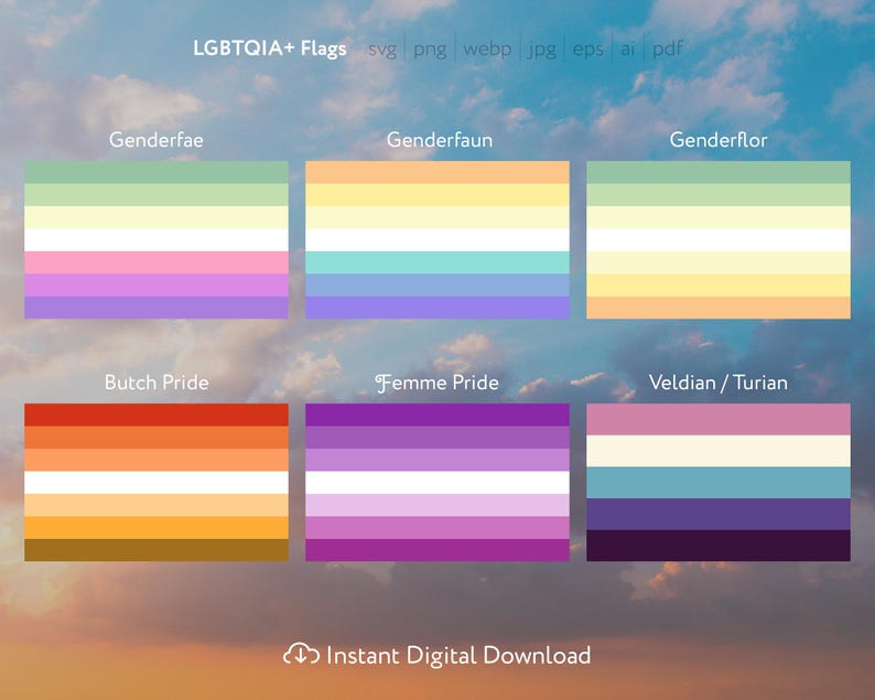 60 Rare Pride Flags SVG Bundle, LGBTQIA+ Clipart (digital Download ...