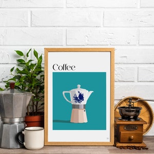 Vintage-Inspired Espresso Maker Digital Print: Aesthetic Art for Coffee Lovers