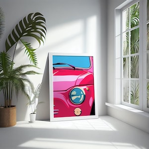 fiat 500 pink print - poster Fiat 500 pop art digital download