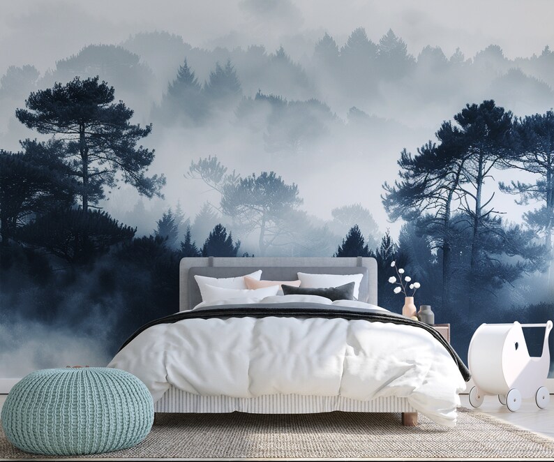 Papier peint panoramique Silhouettes forestières Elégance brumeuse image 6