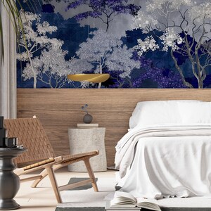 Papier Peint Panoramique Jardin nocturne Bleu Mystique Art Mural Luxe image 10