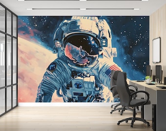 Papier Peint Astronaute Cosmique - Murale Espace Étoilé - Art Mural Aventure Galactique - Décor Exploration Spatiale - NASA