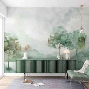 Pastel Charm - Watercolor Forest Wallpaper Mural | Elegant Wall Decor