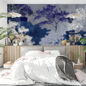 Papier Peint Panoramique Jardin nocturne Bleu Mystique Art Mural Luxe image 6