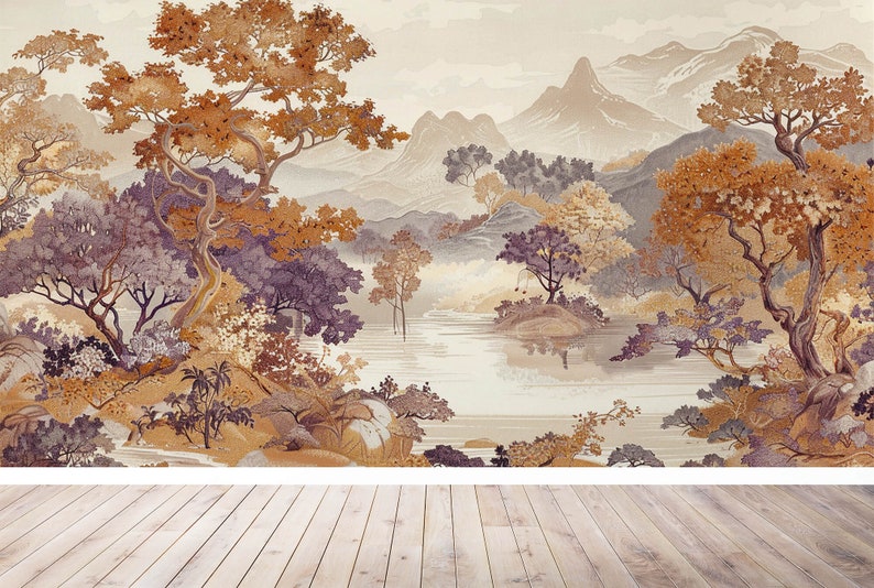 Papier Peint Paysage Japonais Aquarelle Zen et Élégant image 7