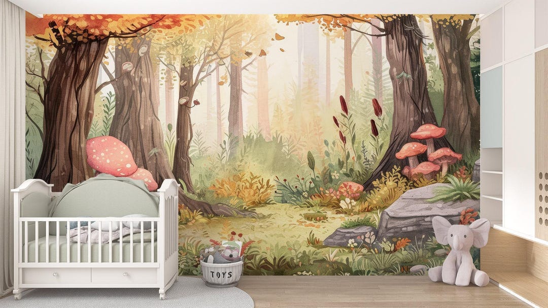 Enchanted Forest Wallpaper - Autumn Fairy Wall Mural - Magical Nature ...