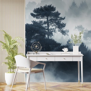 Papier peint panoramique Silhouettes forestières Elégance brumeuse image 8