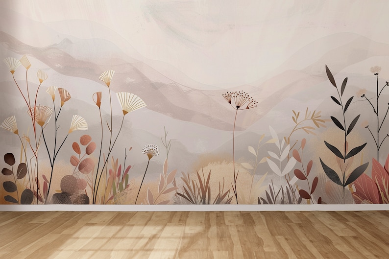 Revêtement Mural Botanique Douce Prairie Papier Peint Panoramique image 2