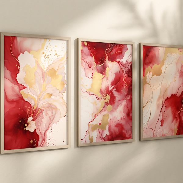 Red Wall Art Etsy