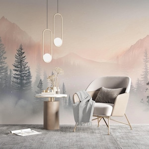 Winterdämmerung in den Bergen – Panorama-Tapete – Pastell-Eleganz