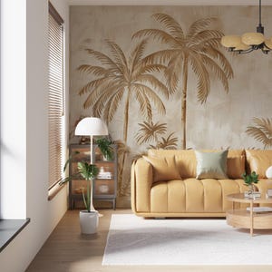 Saharan Serenity - Desert Panoramic Wallpaper - Golden Palms