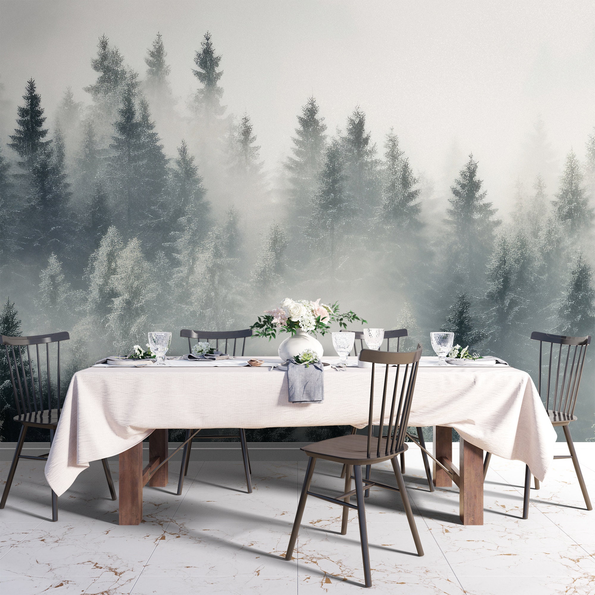 Papier peint mural Coteau Forestier pour une évasion sereine et naturelle