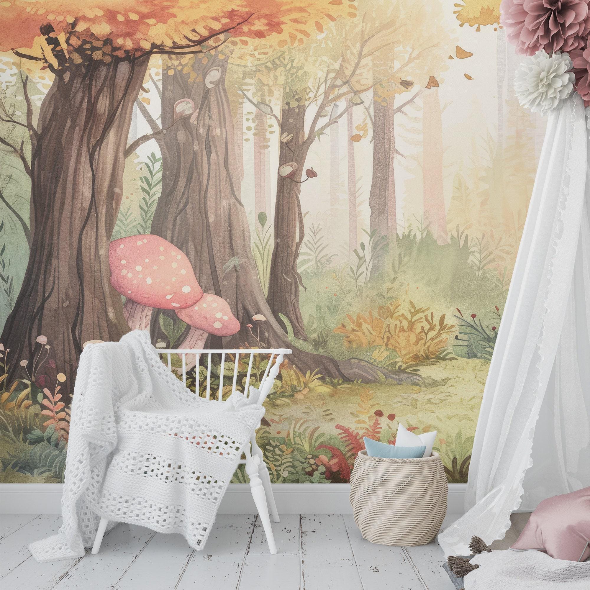 Enchanted Forest Wallpaper - Autumn Fairy Wall Mural - Magical Nature ...