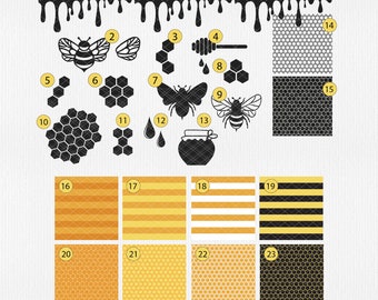 Paquete de svg de miel Honey Bee svg Drop Svg Dripping SVG Honeycomb SVG Honeypot Honeybee Svg Archivos para Cricut Cut archivo Honey Comb Svg 1336