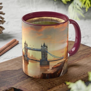 London mug, 11oz | #1 London watercolor series Lower Tower Bridge | London Bridge coffee mug | London Gift | River Thames watercolor