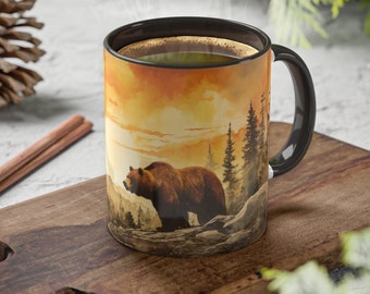 Yellowstone mug, 11oz | Yellowstone Grizzly Bear mug | Grizzly Bear watercolor #2 | Yellowstone National Park coffee mug | Grizzle Bear mug