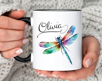 Personalized Dragonfly mug, 11 oz | Dragonfly gift | Dragonfly Coffee Mug | Colorful Dragonfly Coffee Cup | Custom Coffee Mug | Dragonflies