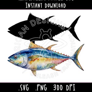 Big Tuna Fishing  svg png Download | Bluefin Tuna | Tuna Art Download | Tuna Image | Tuna Instant Download Sublimation Art | Full Color Tuna