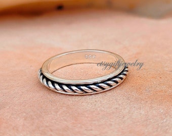 Silver Spinner Ring, Thumb Spin Ring, 925 Sterling Silver Ring, Meditation Ring, Birthday Band Oxidized Ring, Etsy Jewelry, Women & Men Ring