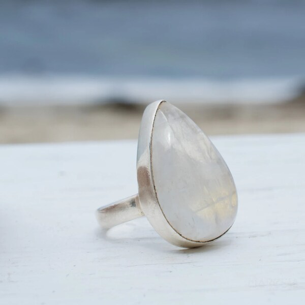 Moonstone Ring, Women's Ring, Dainty Rainbow Moonstone, Stack Ring, Bohemian, Girls Ring, 925 Stamped Silver Ring, Handmade Ring