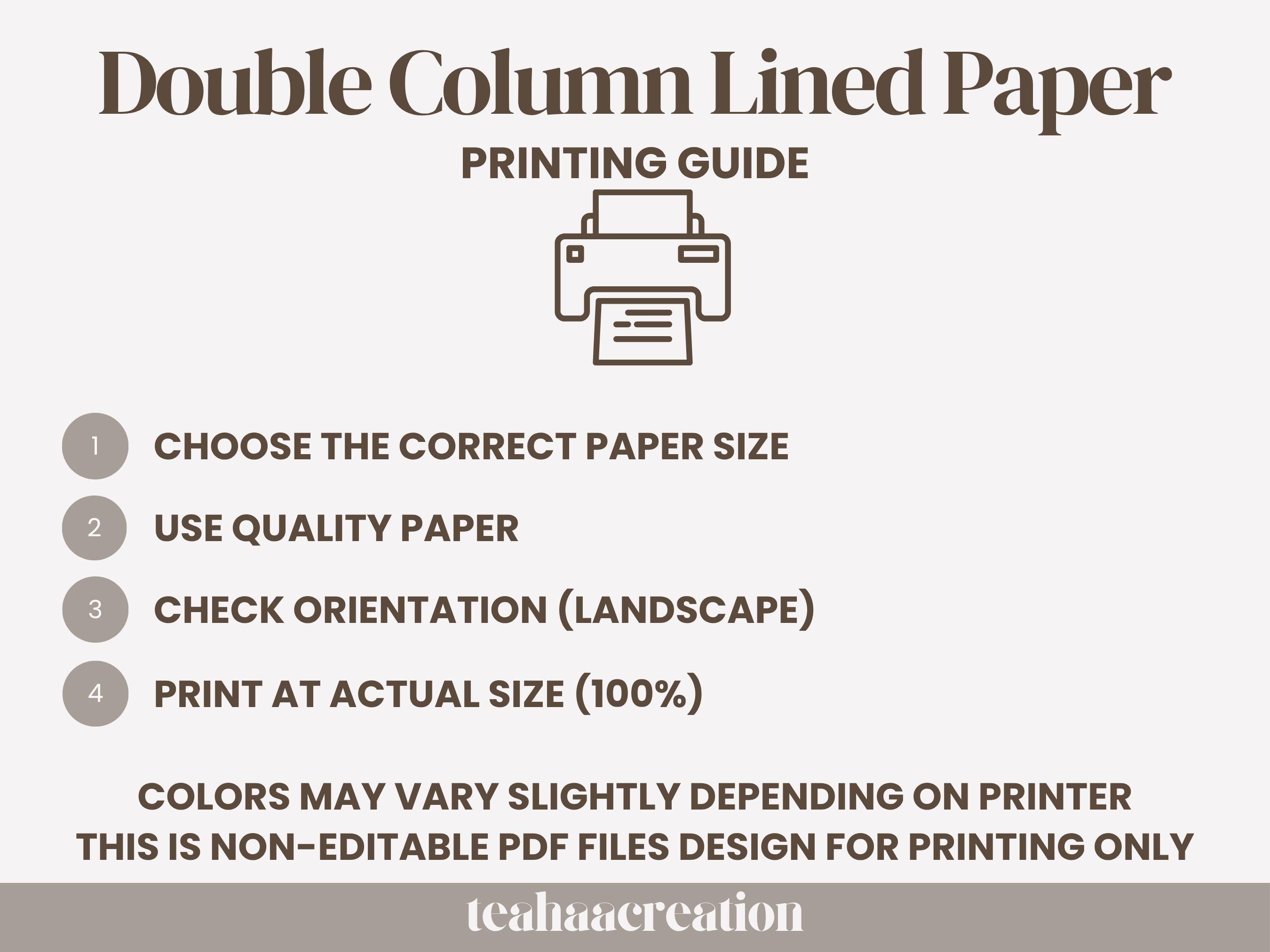 Double Column Lined Paper Bundle | A4, A5, Letter, Half Letter ...