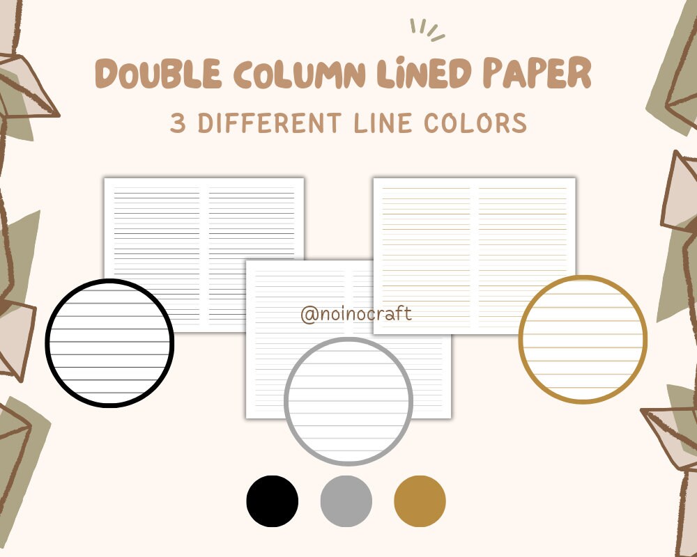 PRINTABLE Double Column Lined Paper Notebook Page Pack - Etsy
