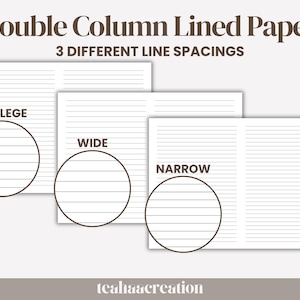 Double Column Lined Paper Bundle | A4, A5, Letter, Half Letter ...