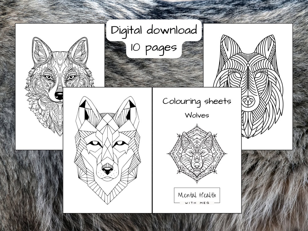 Digital Colouring Book Wolves Detailed - Etsy