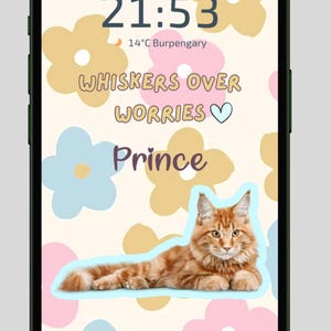 Custom Pet Portrait Phone Wallpaper: Outlined Daisy Design (Digital Download)