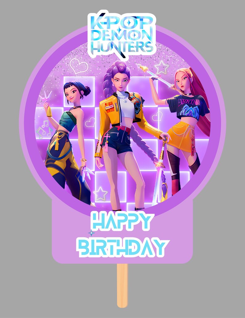 Printable K Pop Demon Hunters Cake Topper, Girl K Pop Cake Topper ...