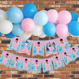 K pop demon hunters Happy Birthday flag bunting , Jinu printable flag bunting