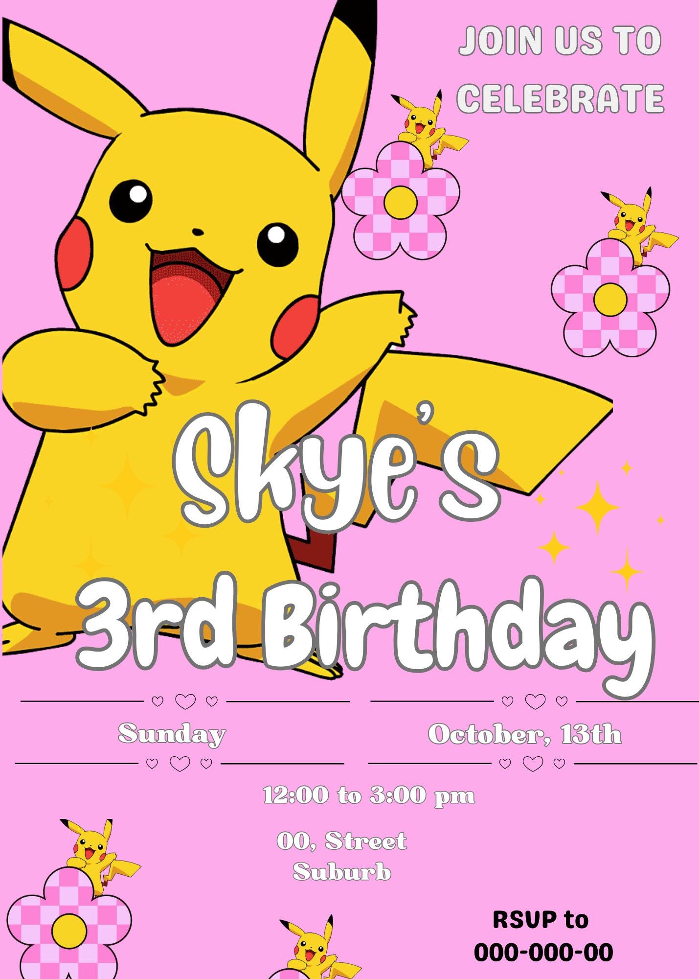 pikachu-pokemon-birthday-invitation-etsy for Free Printable Pikachu Birthday Invitations Pikachu Pokemon Birthday Invitation - Etsy for Free Printable Pikachu Birthday Invitations
