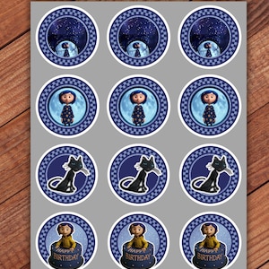 Coraline printable cupcake Toppers, Coraline birthday template