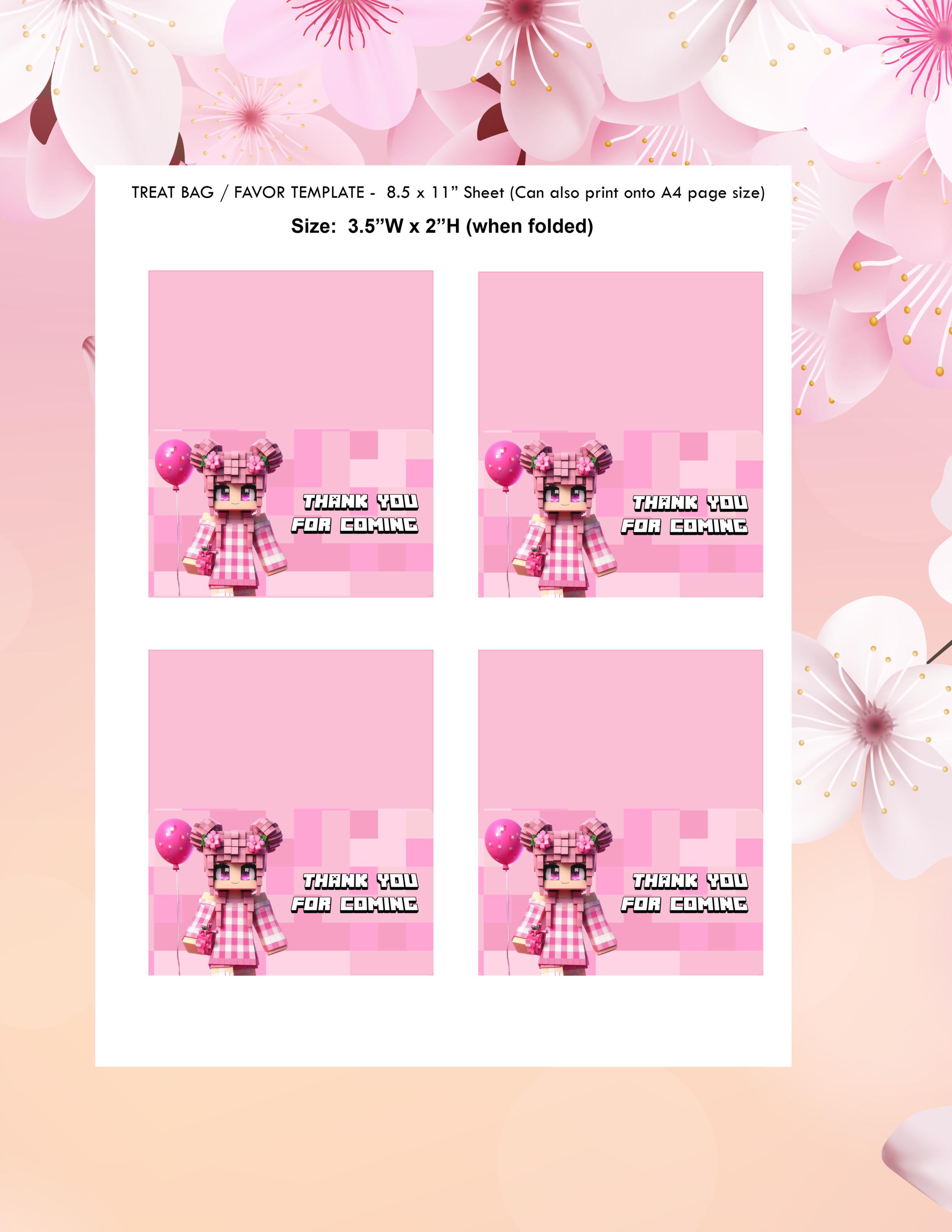 Minecraft Printable Treat Bag Label