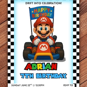 Editable Mario Kart Birthday Invitation: Video Game Party (Digital File Only)