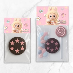 Printable Labubu Treat Bag Label: Pastel Birthday Party Favor (PDF File)