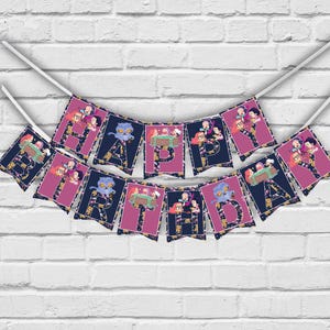 K pop demon hunters Happy Birthday flag bunting , printable flag bunting, Choo Choo Train flag bunting
