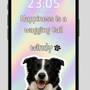 Custom Pet Portrait Phone Wallpaper: Rainbow Outline (Digital Download)