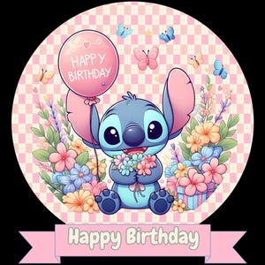 Printable Stitch birthday party cake topper Stitch cake topper birthday girl cake topper