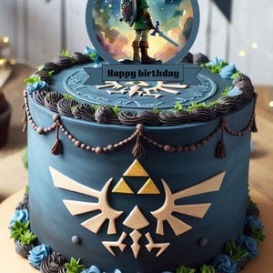 The legend of Zelda birthday party cake topper Link cake topper birthday boy cake topper