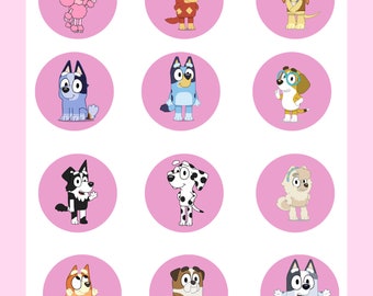 Bluey and friends Printable Cupcake toppers