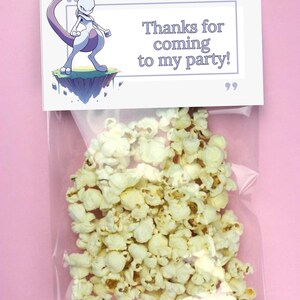 Printable Editable Mewtwo party bag favour, Mewtwo birthday party